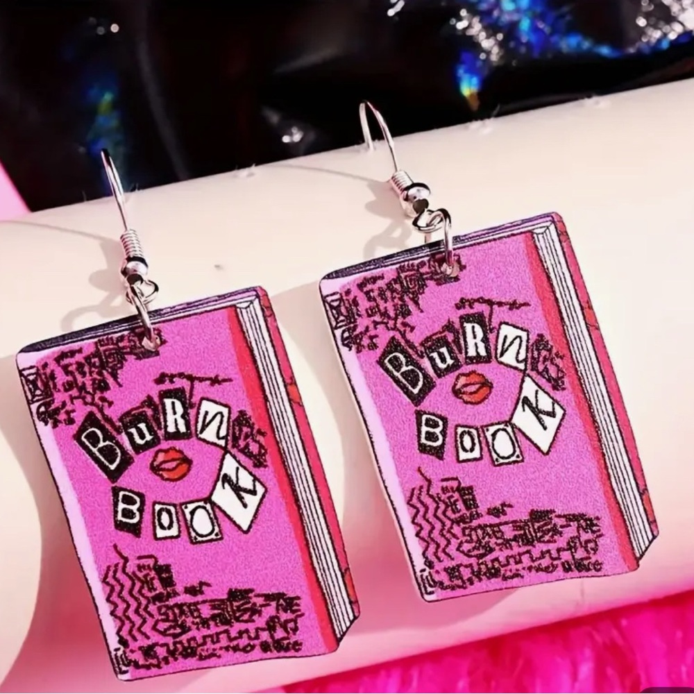 NEW Mean Girls Burn Book Dangle Earrings